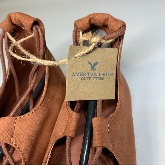 American Eagle Suede Pointed Toe Lace Up Ballet Flats Size 8 NWT Rose - Picture 11 of 14